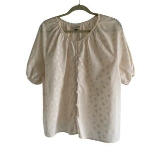 Universal Thread 100% Cotton Cream White Floral Puff Short Sleeve Top Women’s XL